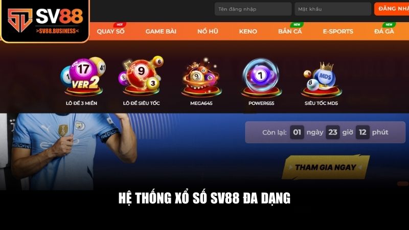 Hệ thống xổ số SV88 được xây dựng đa dạng
